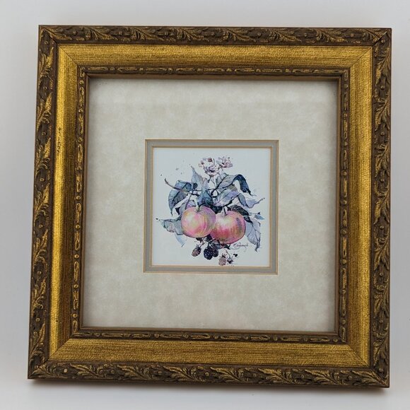 Vintage Marilyn Simandle Apple Print – Framed 4”x4” Timeless Art - Picture 1 of 2